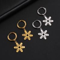 Huggie Hoop Drop Earring 304 Stainless Steel Snowflake Vacuum Ion Plating fashion jewelry & for woman Sold By Pair