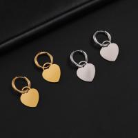 Huggie Hoop Drop Earring, 304 Stainless Steel, Heart, Vacuum Ion Plating, fashion jewelry & for woman, more colors for choice, 19.80x16.80mm, Sold By Pair