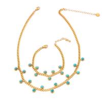 Jewelry Sets, Titanium Steel, with turquoise, plated, fashion jewelry & different styles for choice & for woman, golden, Sold By PC
