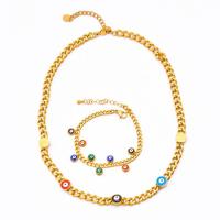 Onda ögat smycken som, Titan Stål, plated, olika stilar för val & för kvinna & emalj, gyllene, Säljs av PC