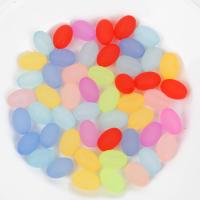 Blandet akryl perler, Oval, du kan DIY & frosted, blandede farver, 9x13mm, Hole:Ca. 2mm, Ca. 20pc'er/Bag, Solgt af Bag