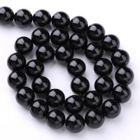Perles bijoux en pierres gemmes, Schorl, Rond, DIY & normes différentes pour le choix, noire, Vendu par Environ 38 cm brin