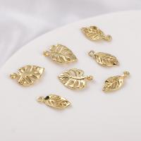 Brass Jewelry Pendants Leaf plated DIY golden nickel lead & cadmium free Sold By PC