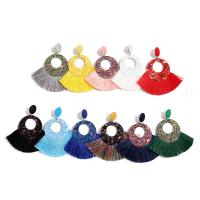 Bijoux boucles d'oreilles, Fil de coton, avec Paillettes, éventail, bijoux de mode & pour femme, plus de couleurs à choisir, 79x80mm, Vendu par paire