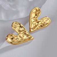 Stainless Steel Stud Earrings, 304 Stainless Steel, Heart, plated, fashion jewelry & for woman, gold, nickel, lead & cadmium free, 26x21mm, Sold By Pair