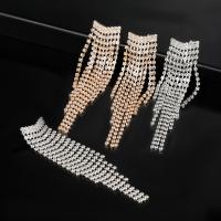 Latão Brinco, cobre, joias de moda & para mulher & com strass, Mais cores pare escolha, níquel, chumbo e cádmio livre, 101x27mm, vendido por par