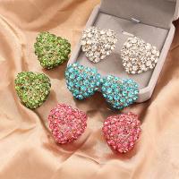 Zinc Alloy Stud Earring Heart plated fashion jewelry & for woman & with rhinestone nickel lead & cadmium free Sold By Pair
