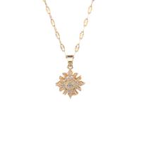 Cubic Zircon Micro Pave Brass Necklace, with 304 Stainless Steel, with 5CM extender chain, plated, different styles for choice & micro pave cubic zirconia & for woman, golden, Length:Approx 45 cm, Sold By PC