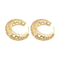 Brass Stud Earring, plated, for woman, golden, 34x33x8mm, Sold By Pair