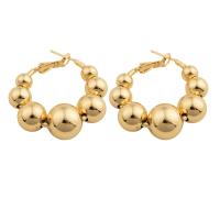 Brass Leverback Earring, plated, for woman, golden, 37x34x45mm, Sold By Pair