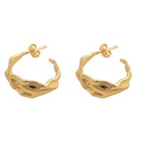 Brass Stud Earring, plated, for woman, golden, 26x30x2mm, Sold By Pair