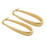 Brass Leverback Earring, plated, for woman, golden, 37x14x3mm, Sold By Pair