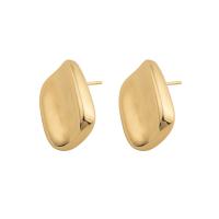 Brass Stud Earring, plated, for woman, golden, 22x16x4mm, Sold By Pair