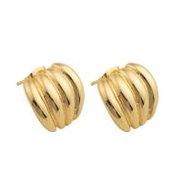 Brass Stud Earring, plated, for woman, golden, 16x16x3mm, Sold By Pair