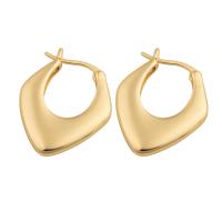 Messing Spring hoop oorbellen, plated, voor vrouw, gouden, 25x20x3mm, Verkocht door pair