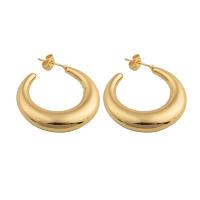 Brass Stud Earring, plated, for woman, golden, 31x30x7mm, Sold By Pair