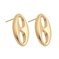 Brass Stud Earring, plated, for woman, golden, 22x14x4mm, Sold By Pair