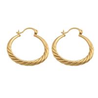 Messing Spring hoop oorbellen, plated, voor vrouw, gouden, 30x28x4mm, Verkocht door pair