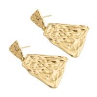 Brass Stud Earring, plated, for woman, golden, 46x30x2mm, Sold By Pair
