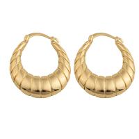 Messing Spring hoop oorbellen, plated, voor vrouw, gouden, 34x27x6mm, Verkocht door pair