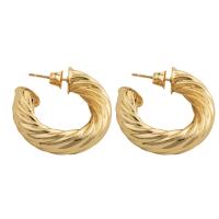 Brass Stud Earring, plated, for woman, golden, 30x31x6mm, Sold By Pair