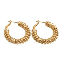 Messing Spring hoop oorbellen, plated, voor vrouw, gouden, 34x33x7mm, Verkocht door pair