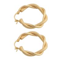 Messing Spring hoop oorbellen, plated, voor vrouw, gouden, 32x30x5mm, Verkocht door pair