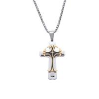 Stainless Steel Jewelry Necklace, 304 Stainless Steel, Cross, plated, Unisex, more colors for choice, Length:Approx 60 cm, Sold By PC