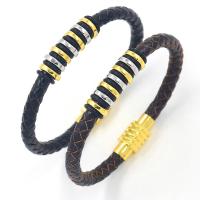 Cowhide Bracelet, with Tibetan Style, plated, punk style & Unisex, more colors for choice, Length:Approx 8.5 Inch, Sold By PC