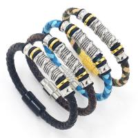 Cowhide Bracelet, with Tibetan Style, plated, punk style & Unisex, more colors for choice, Length:Approx 8.5 Inch, Sold By PC