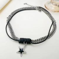 Tibetan Style Jewelry Necklace, with 5cm extender chain, silver color plated, Double Layer & fashion jewelry & for woman & with rhinestone, nickel, lead & cadmium free, Length:Approx 45 cm, Sold By PC