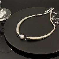 Ожерелье Мода Choker, цинковый сплав, с Пластиковая жемчужина, плакирован серебром, ювелирные изделия моды & Женский, не содержит никель, свинец, длина:Приблизительно 38 см, продается PC