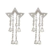Tibetan Style Stud Earring, fashion jewelry & micro pave cubic zirconia & for woman, silver color, nickel, lead & cadmium free, Sold By Pair