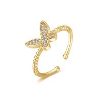 Cubic Zirconia Micro Pave Brass Ring, Butterfly, real gold plated, fashion jewelry & micro pave cubic zirconia & for woman, nickel, lead & cadmium free, 8mm, Inner Diameter:Approx 18mm, Sold By PC