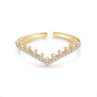 Cubique anneau en laiton Circonia Micro Pave, avec perle de plastique, Plaqué d'or, bijoux de mode & pavé de micro zircon & pour femme, protéger l'environnement, sans nickel, plomb et cadmium, Ring surface width:6mm,Ring inner diameter:18mm, Vendu par PC