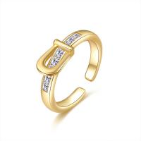 Cubique anneau en laiton Circonia Micro Pave, Plaqué d'or, bijoux de mode & pavé de micro zircon & pour femme, protéger l'environnement, sans nickel, plomb et cadmium, Ring surface width:6mm,Ring inner diameter:16mm, Vendu par PC