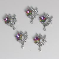 Zinc Alloy Rhinestone Pendants Star silver color plated DIY & with rhinestone & double-hole & hollow multi-colored nickel lead & cadmium free Sold By PC
