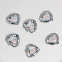 Zinc Alloy Heart Pendants with Cats Eye silver color plated DIY & hollow multi-colored nickel lead & cadmium free Sold By PC