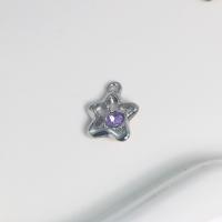 Zinc Alloy Rhinestone Pendants Star silver color plated DIY & with rhinestone & hollow purple nickel lead & cadmium free Sold By PC