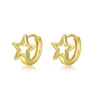 Messing Huggie Hoop Earring, Ster, gold plated, mode sieraden & voor vrouw & hol, nikkel, lood en cadmium vrij, Verkocht door pair