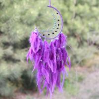 Fashion Dream Catcher Feather with Cotton Thread & Plastic & Iron Moon for home and office & hollow purple Sold By PC