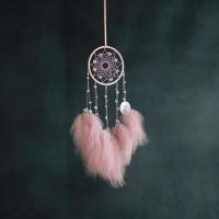 Fashion Dream Catcher, Feather, with Cotton Thread & Shell & Iron & Acrylic, for home and office & hollow, pink, 550mm, Sold By PC