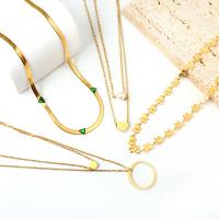 Edelstahl Schmuck Halskette, 304 Edelstahl, Modeschmuck & verschiedene Stile für Wahl & für Frau, goldfarben, verkauft von Strang