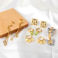 Nerezová ocel Drop náušnice, 304 Stainless Steel, módní šperky & různé styly pro výběr & pro ženy, zlatý, Prodáno By Pair