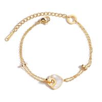 Stainless Steel Jewelry Bracelet 304 Stainless Steel with Acrylic plated fashion jewelry & for woman golden 13mm Length Approx 6.3 Inch Sold By PC