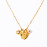 Cubic Zircon Micro Pave Brass Necklace Heart plated fashion jewelry & micro pave cubic zirconia & for woman golden nickel lead & cadmium free Length Approx 15.75 Inch Sold By PC