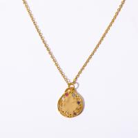 Titanium Steel Necklace 18K gold plated fashion jewelry & micro pave cubic zirconia & for woman golden Length Approx 17.72 Inch Sold By PC