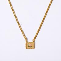 Brass Necklace, with 304 Stainless Steel Chain, with 1.97inch extender chain, 18K gold plated, fashion jewelry & for woman & enamel, golden, nickel, lead & cadmium free, Length:Approx 17.72 Inch, Sold By PC