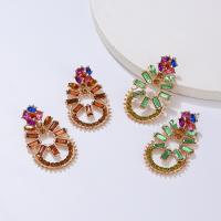 Tibetan Style Stud Earring, plated, fashion jewelry & for woman & with rhinestone, more colors for choice, nickel, lead & cadmium free, 28x50mm, Sold By Pair