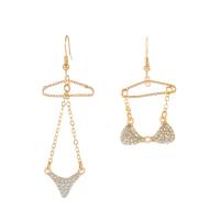 Asymmetric Earrings, Tibetan Style, fashion jewelry & micro pave cubic zirconia & for woman, golden, nickel, lead & cadmium free, Sold By Pair